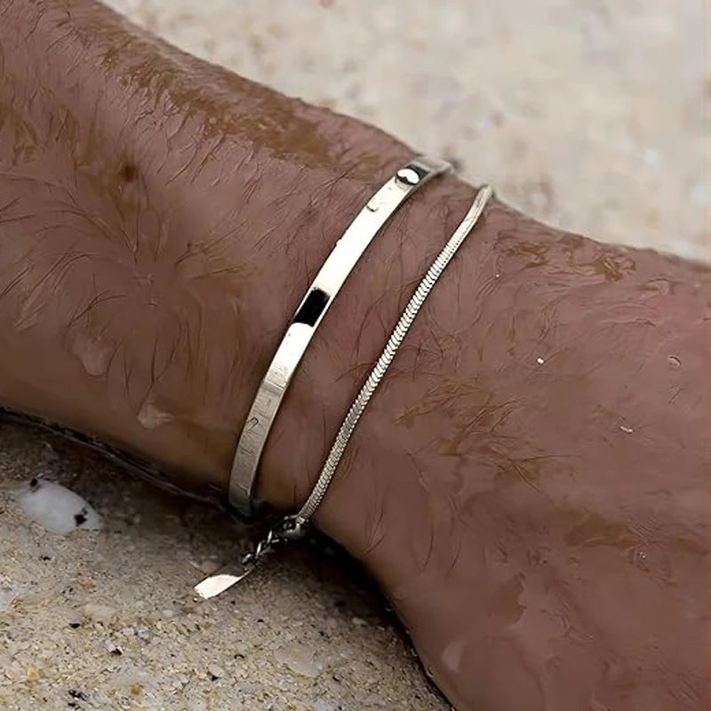RVS Zilver Gouden Vergulde Armband Set-Armbanden-Calora-Gouden armband-Calora