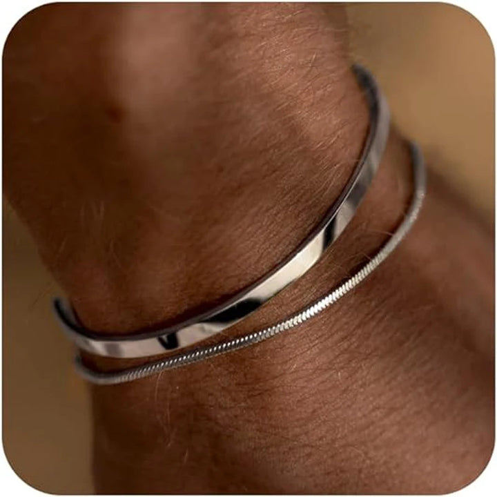 RVS Zilver Gouden Vergulde Armband Set-Armbanden-Calora-Gouden armband-Calora