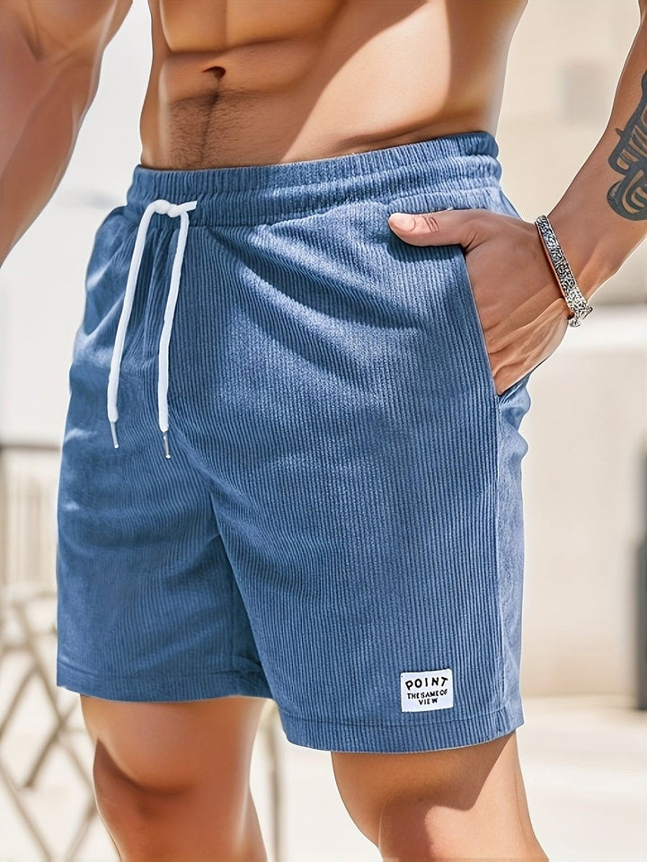 Ryan | Ribfluwelen Korte Broek-Korte Broeken-Calora-Blauw-S-Calora