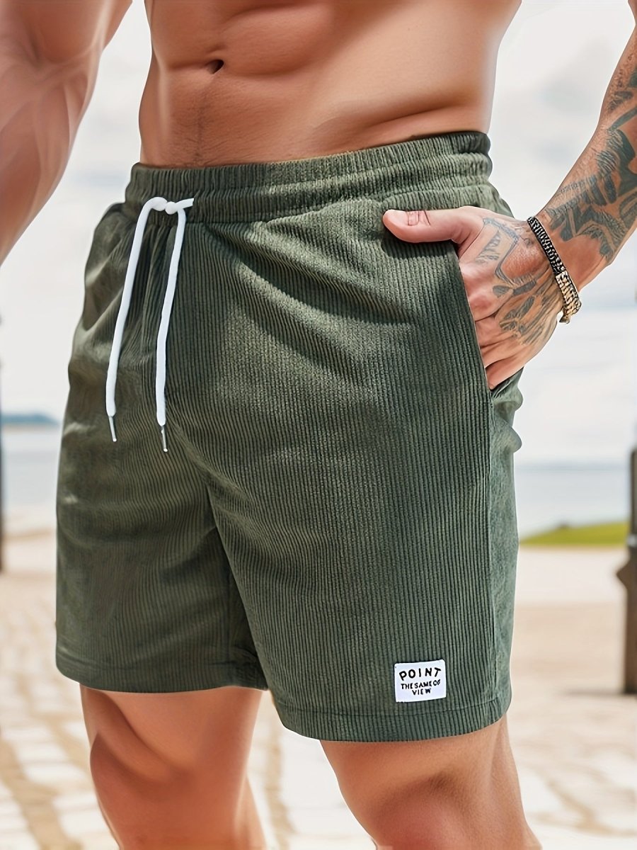 Ryan | Ribfluwelen Korte Broek-Korte Broeken-Calora-Groen-S-Calora
