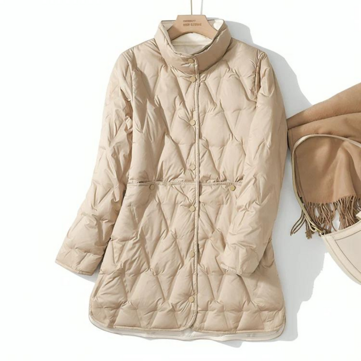Sabella | Gewatteerd damesjas met drukknopen-Zomer Jassen-Calora-Khaki-S-Calora