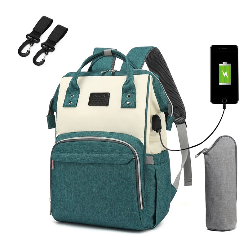 SafeTrips | Multifunctionele & Waterdichte Luier baby Reistas-Schoudertassen-Calora-Groen Wit-Calora