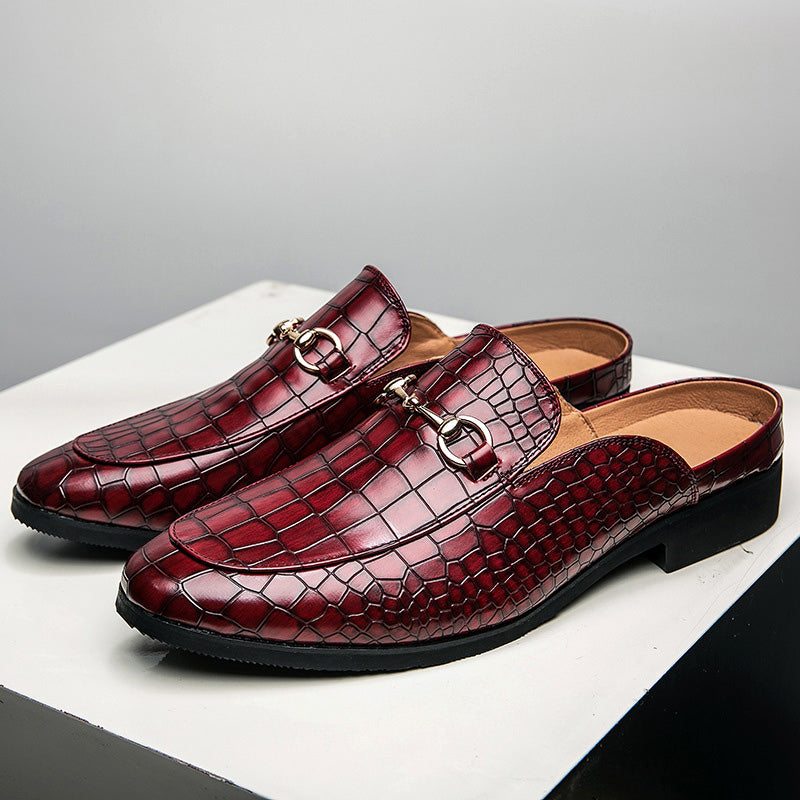 Salvatore | Leren loafer instappers met krokodillenpatroon-Loafers-Calora-Bruin-38-Calora