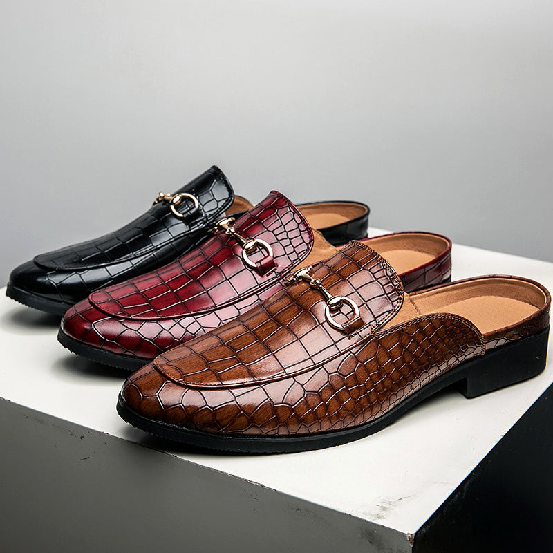Salvatore | Leren loafer instappers met krokodillenpatroon-Loafers-Calora-Bruin-38-Calora