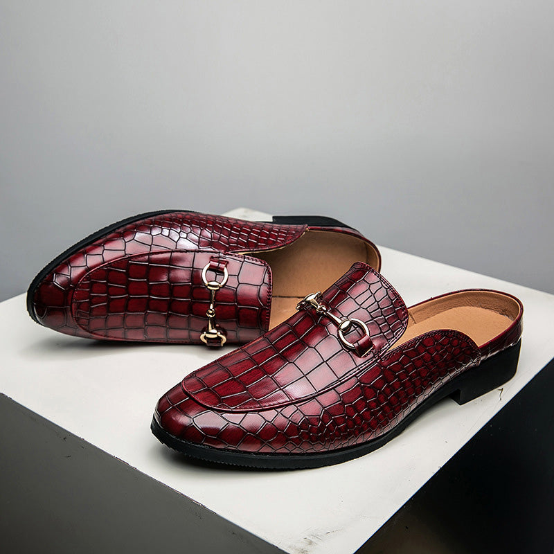 Salvatore | Leren loafer instappers met krokodillenpatroon-Loafers-Calora-Rood-38-Calora