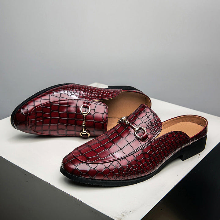 Salvatore | Leren loafer instappers met krokodillenpatroon-Loafers-Calora-Rood-38-Calora
