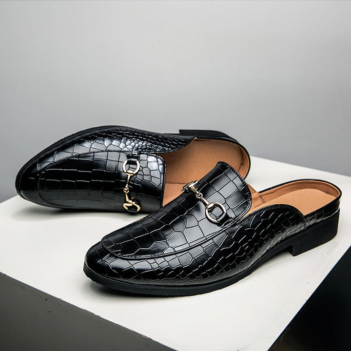 Salvatore | Leren loafer instappers met krokodillenpatroon-Loafers-Calora-Zwart-38-Calora