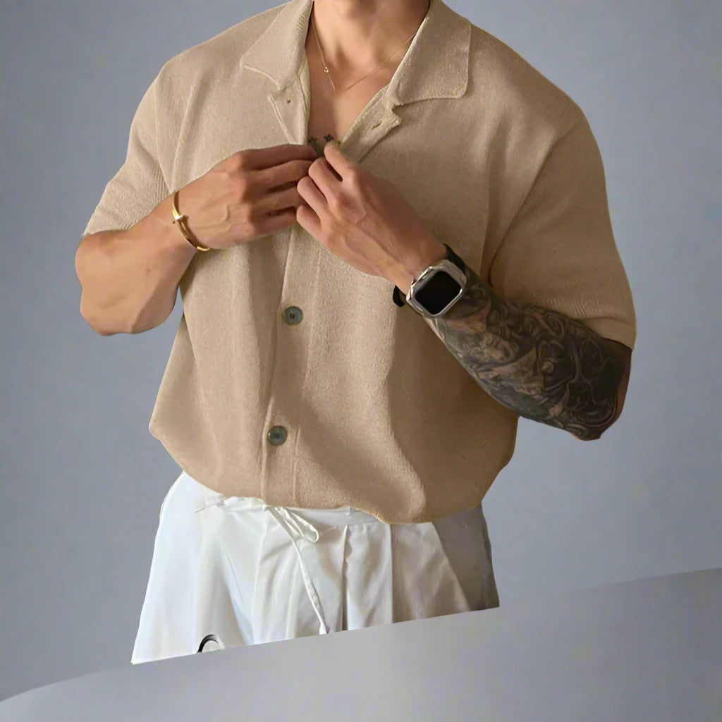 Sartoriale | Luxe Casual Overhemd - Korte Mouwen-Overhemden-Calora-Khaki-S-Calora