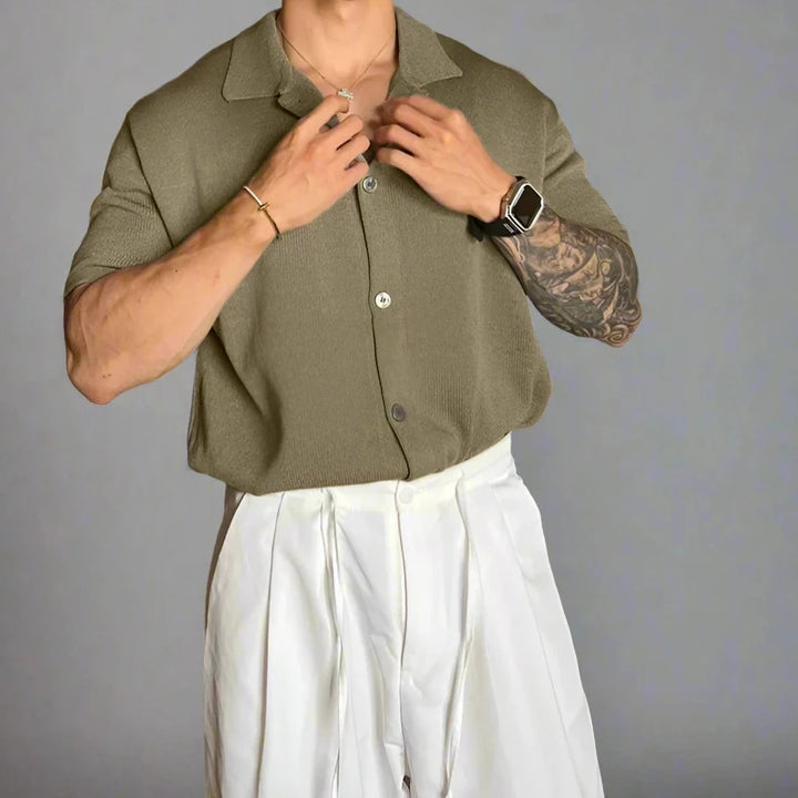 Sartoriale | Luxe Casual Overhemd - Korte Mouwen-Overhemden-Calora-Khaki-S-Calora
