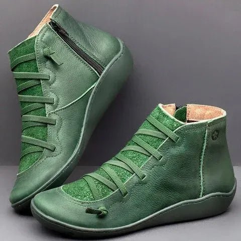 Saufeia | Leren Enkel Laarzen-Laarzen-Calora-Groen-34-Calora