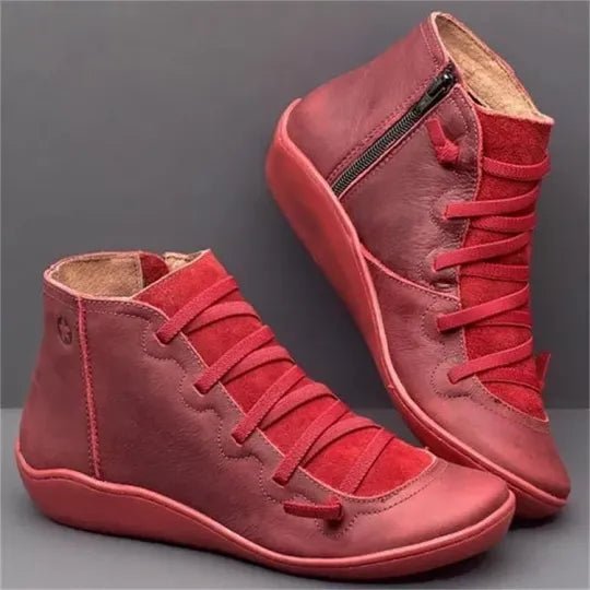 Saufeia | Leren Enkel Laarzen-Laarzen-Calora-Rood-34-Calora