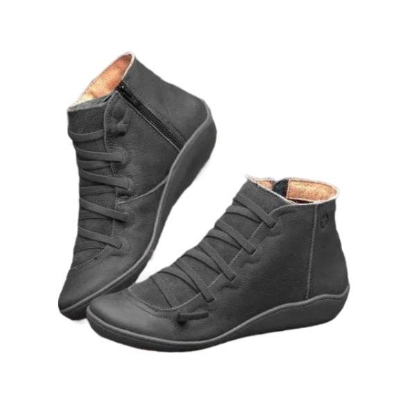 Saufeia | Leren Enkel Laarzen-Laarzen-Calora-Zwart-34-Calora