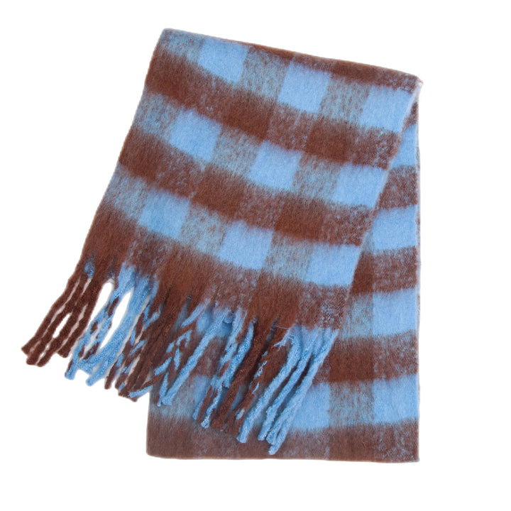 Scarvello | Dikke Warme Geruite Winter Sjaal-Home Decor-Calora-Blauw - Bruin-38x230cm-Calora