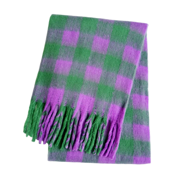 Scarvello | Dikke Warme Geruite Winter Sjaal-Home Decor-Calora-Roze - Groen-38x230cm-Calora