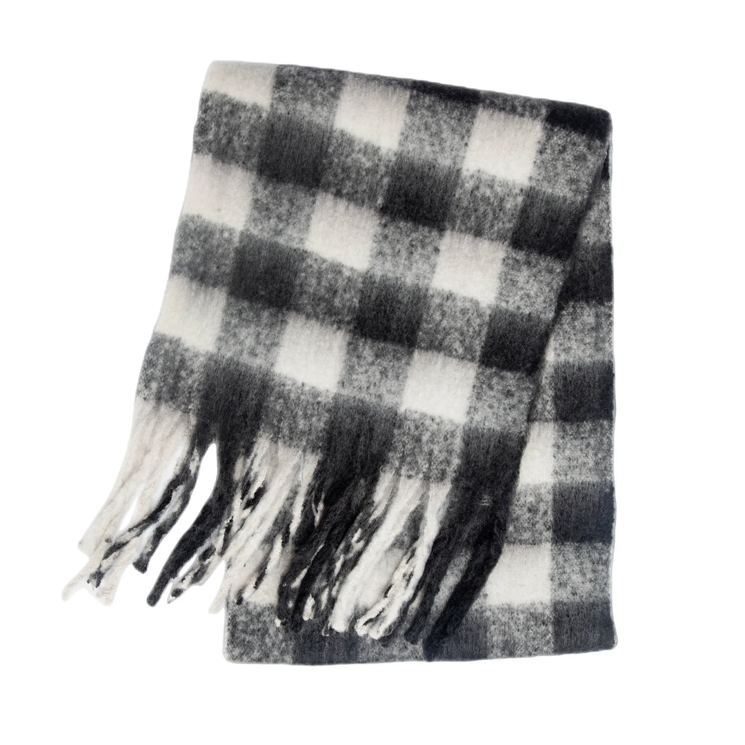 Scarvello | Dikke Warme Geruite Winter Sjaal-Home Decor-Calora-Zwart - Wit-38x230cm-Calora
