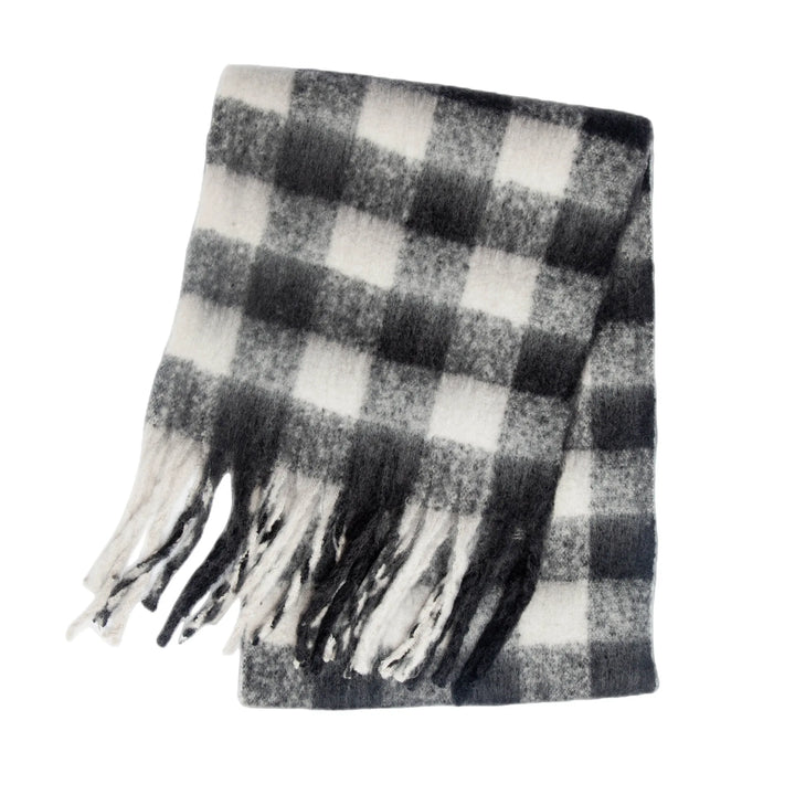 Scarvello | Dikke Warme Geruite Winter Sjaal-Home Decor-Calora-Zwart - Wit-38x230cm-Calora