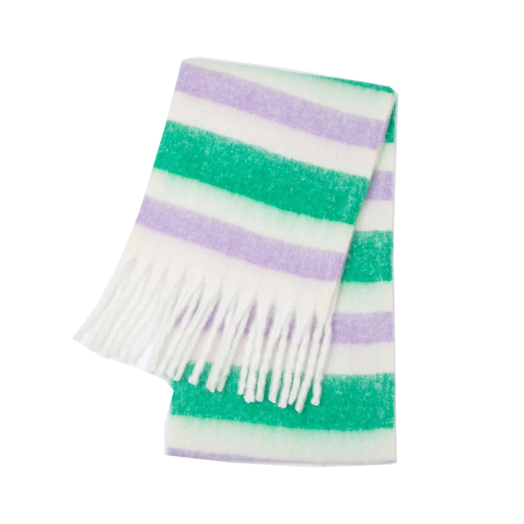Scarvello | Dikke Warme Gestreepte Winter Sjaal-Home Decor-Calora-Groen-38x230cm-Calora
