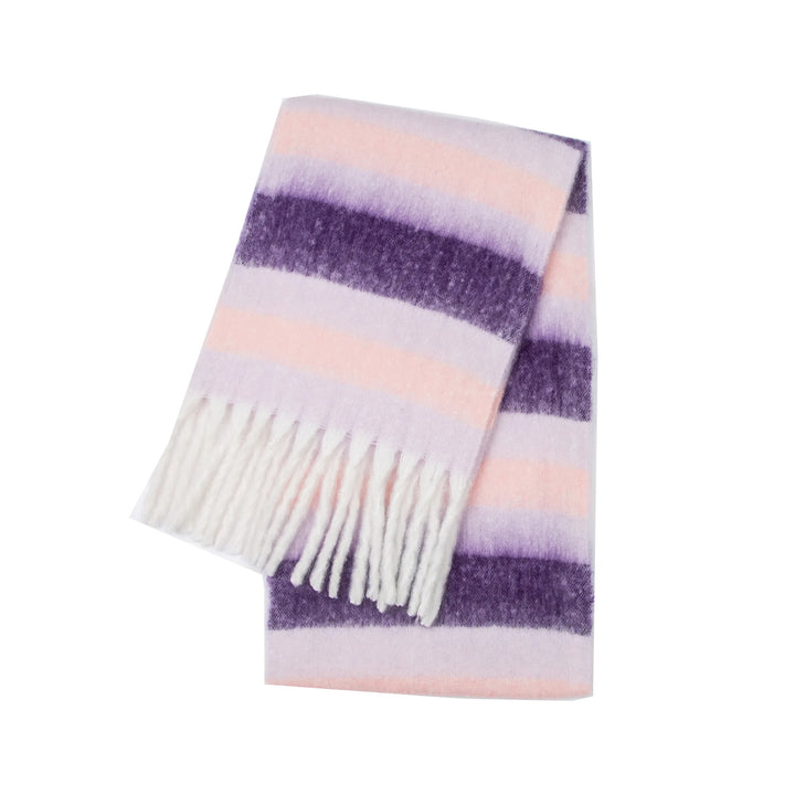 Scarvello | Dikke Warme Gestreepte Winter Sjaal-Home Decor-Calora-Paars-38x230cm-Calora