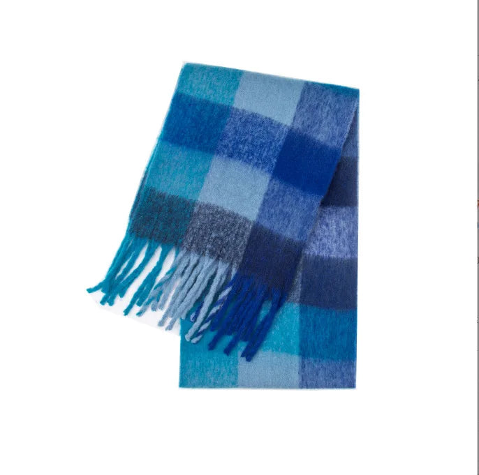 Scarvello | Dikke Warme Kasjmier Regenboog Sjaal-Handtassen-Calora-Blauw-38x230cm-Calora