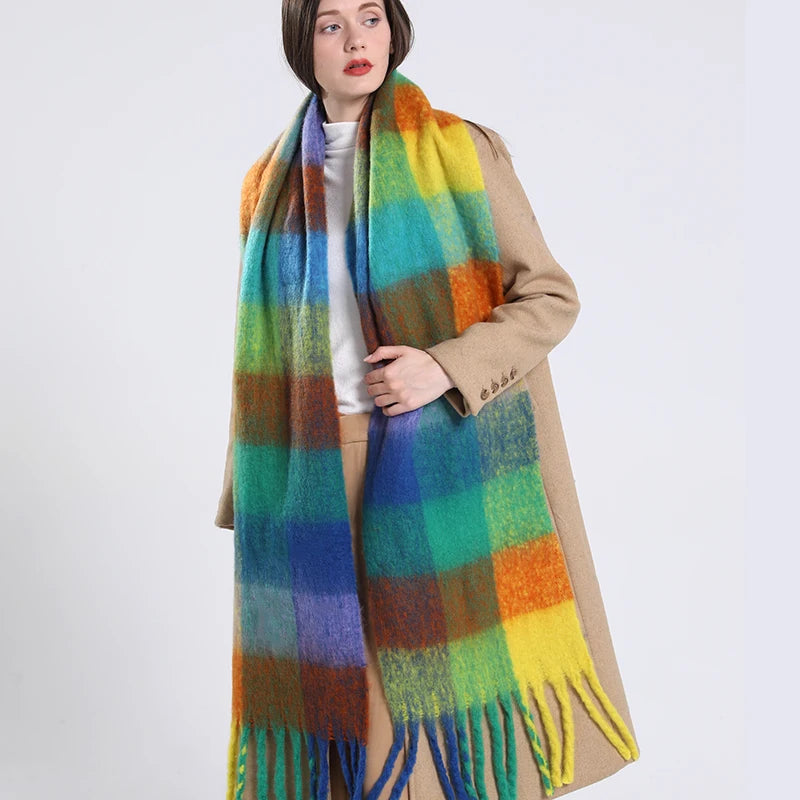 Scarvello | Dikke Warme Kasjmier Regenboog Sjaal-Handtassen-Calora-Regenboog-38x230cm-Calora