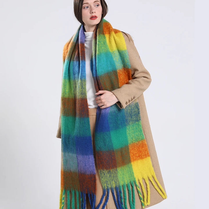 Scarvello | Dikke Warme Kasjmier Regenboog Sjaal-Handtassen-Calora-Regenboog-38x230cm-Calora