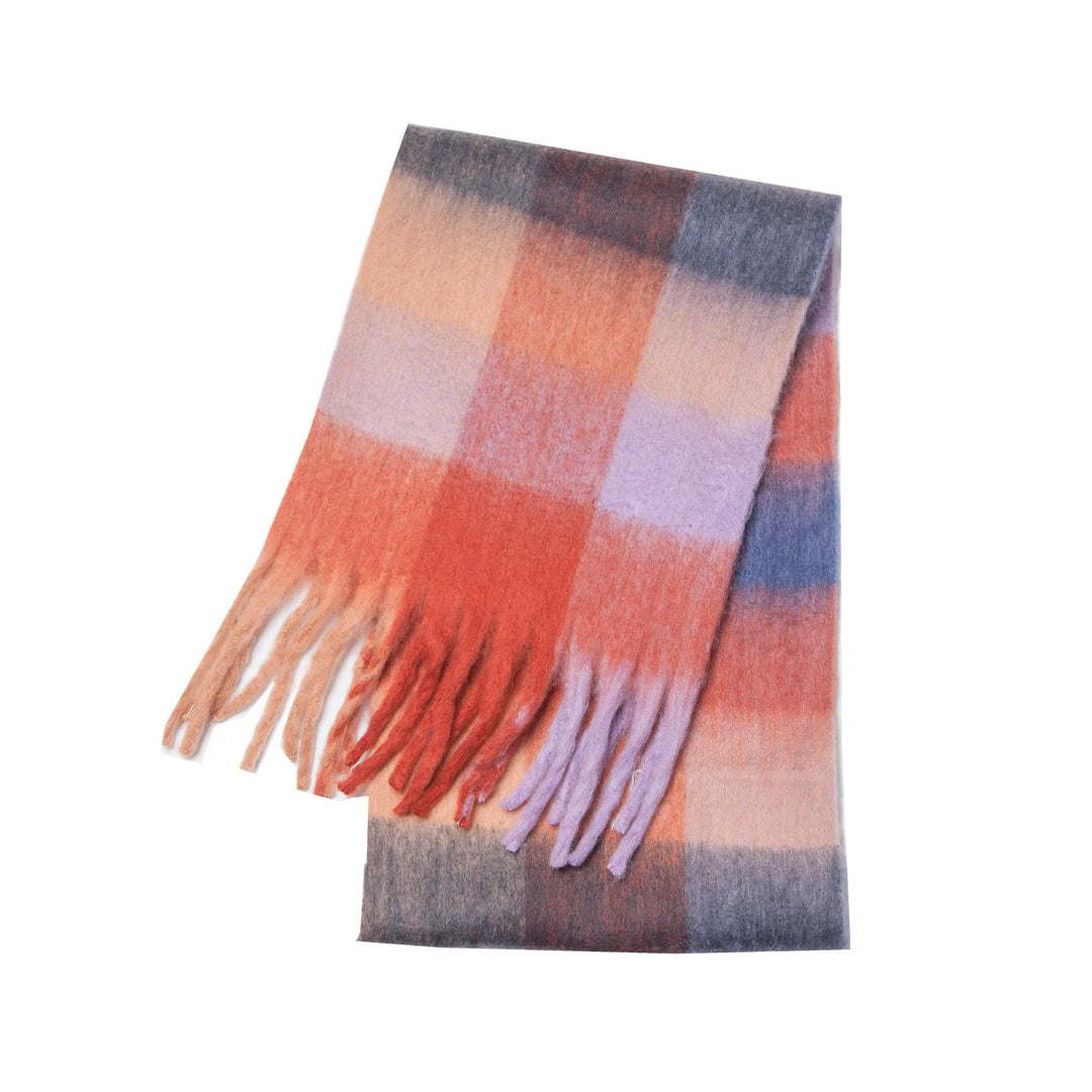 Scarvello | Dikke Warme Kasjmier Regenboog Sjaal-Handtassen-Calora-Rood-38x230cm-Calora