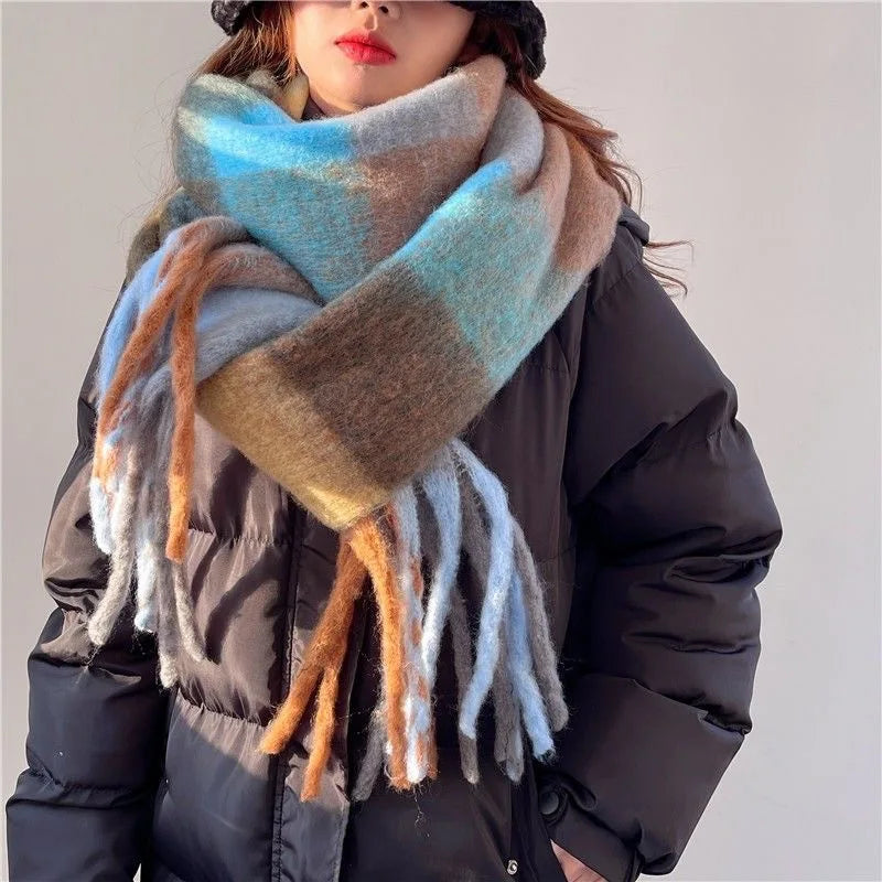 Scarvello | Dikke Warme Wollen Gekleurde Sjaal-Accessoires-Calora-Lichtblauw-38x230cm-Calora