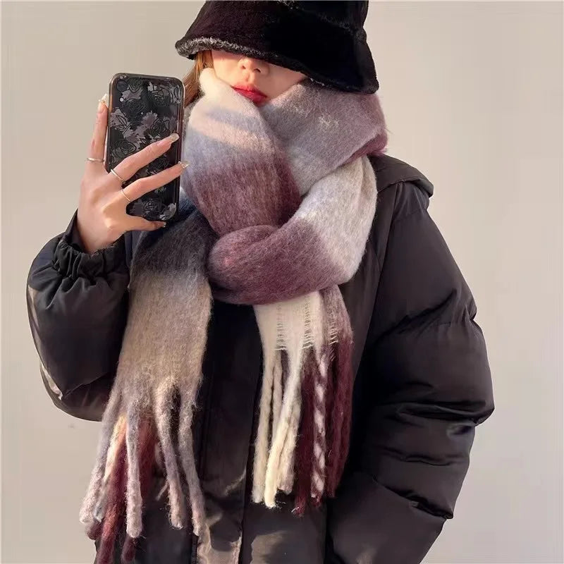 Scarvello | Dikke Warme Wollen Gekleurde Sjaal-Accessoires-Calora-Paars-38x230cm-Calora