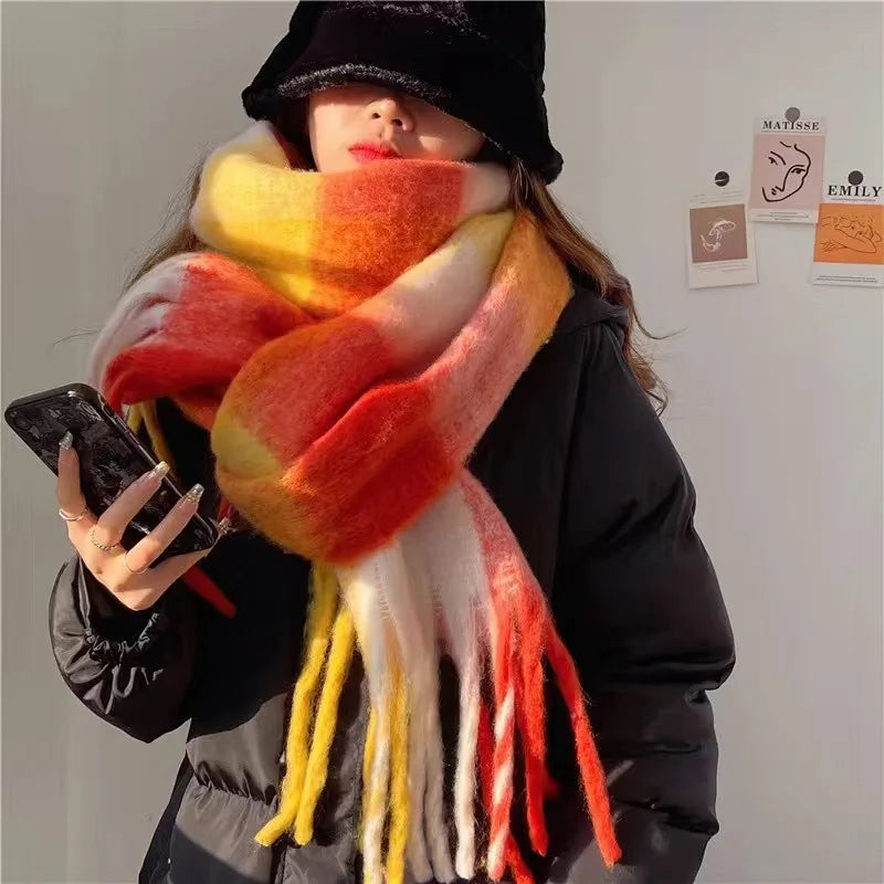 Scarvello | Dikke Warme Wollen Gekleurde Sjaal-Accessoires-Calora-Rood-38x230cm-Calora