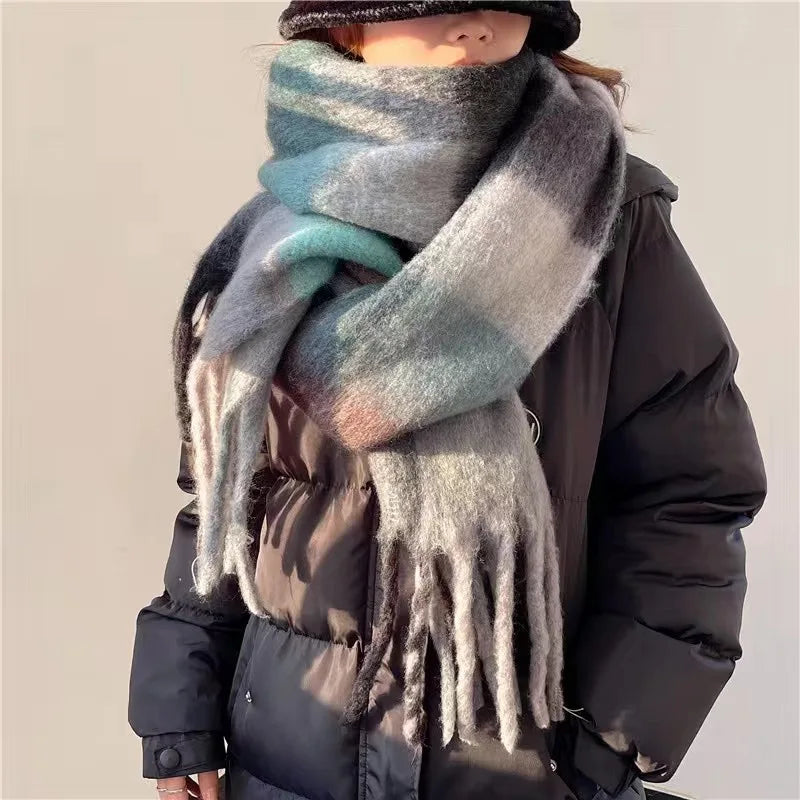 Scarvello | Dikke Warme Wollen Gekleurde Sjaal-Accessoires-Calora-Wit-38x230cm-Calora