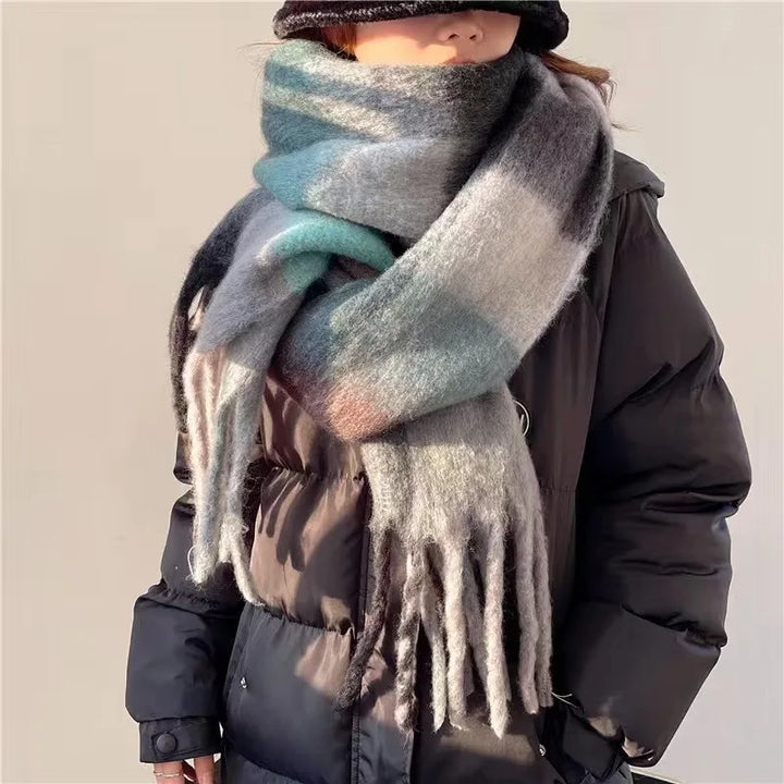 Scarvello | Dikke Warme Wollen Gekleurde Sjaal-Accessoires-Calora-Wit-38x230cm-Calora