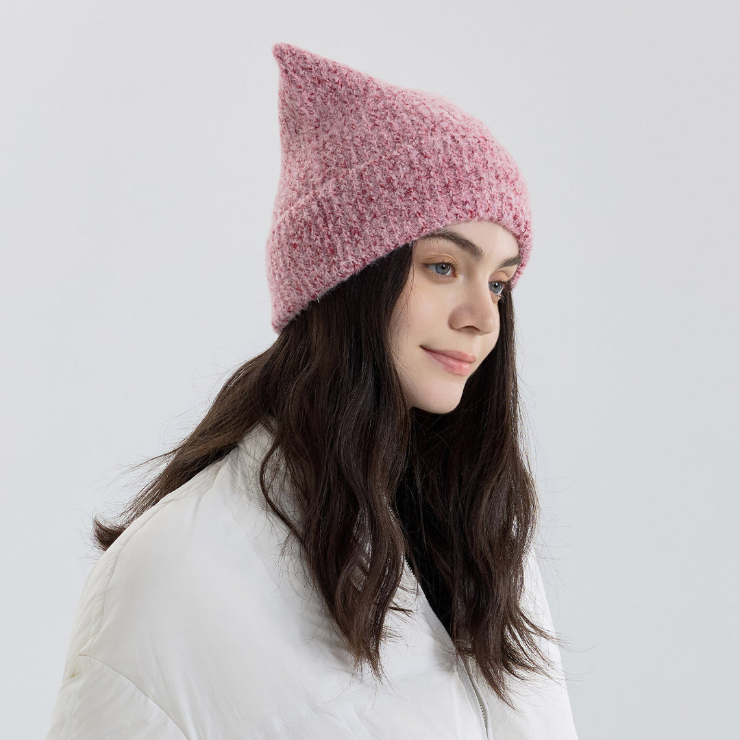 Cappello beanie lavorato a maglia con orecchie da gatto da donna