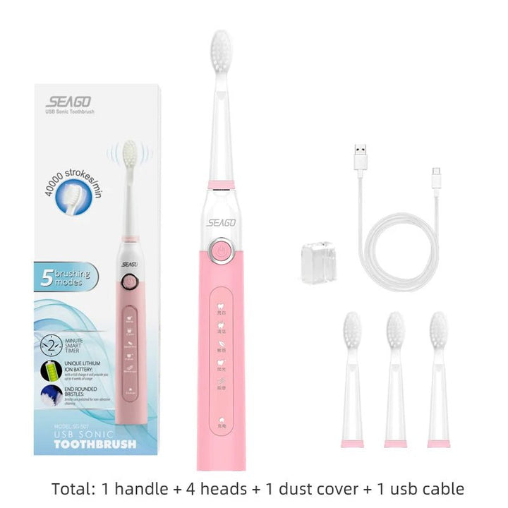 Seago | Oplaadbare Elektrische LED Tandenborstel-Elektronica/Gadgets-Calora-Roze-Calora