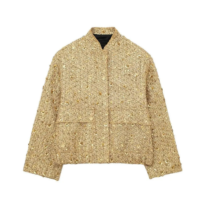 Sera | Chique Bomber Jas-Zomer Jassen-Calora-Goud Glitter-XS-Calora