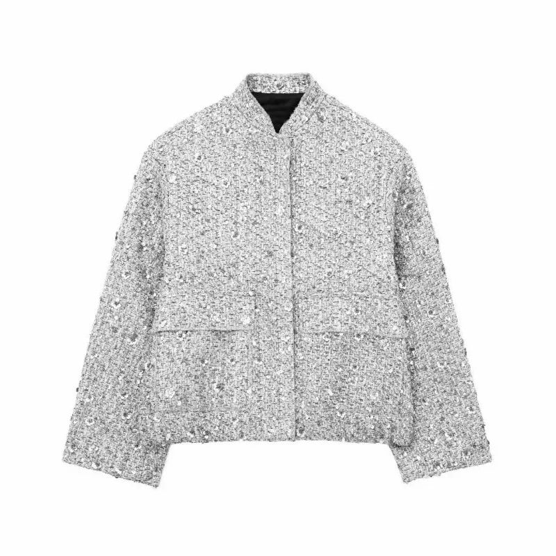 Sera | Chique Bomber Jas-Zomer Jassen-Calora-Zilver Glitter-XS-Calora