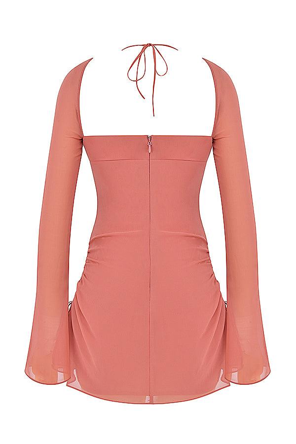 Serena | Halter mini jurk van chiffon met elegante uitsnijding-Feest Jurken-Calora-Wit-XS-Calora