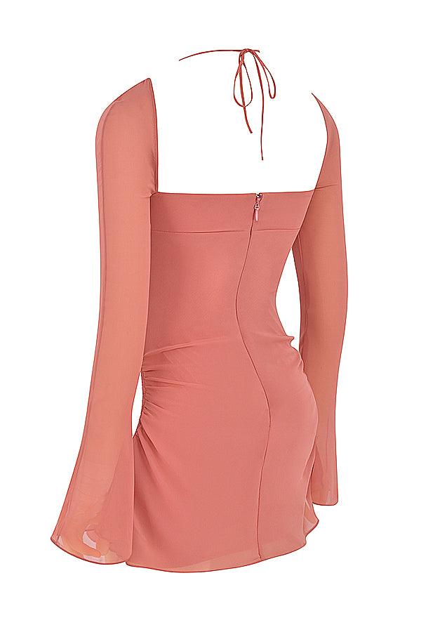 Serena | Halter mini jurk van chiffon met elegante uitsnijding-Feest Jurken-Calora-Wit-XS-Calora