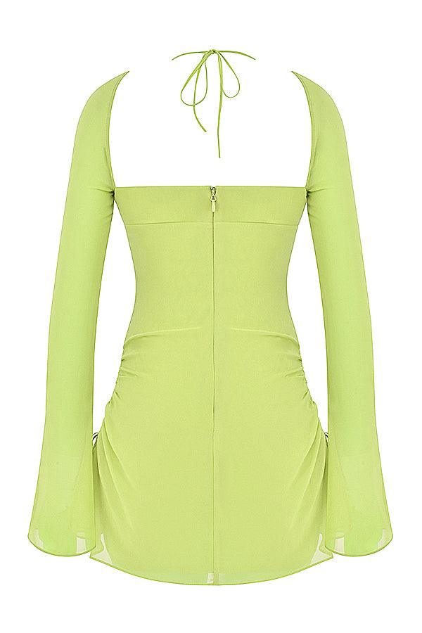 Serena | Halter mini jurk van chiffon met elegante uitsnijding-Feest Jurken-Calora-Wit-XS-Calora