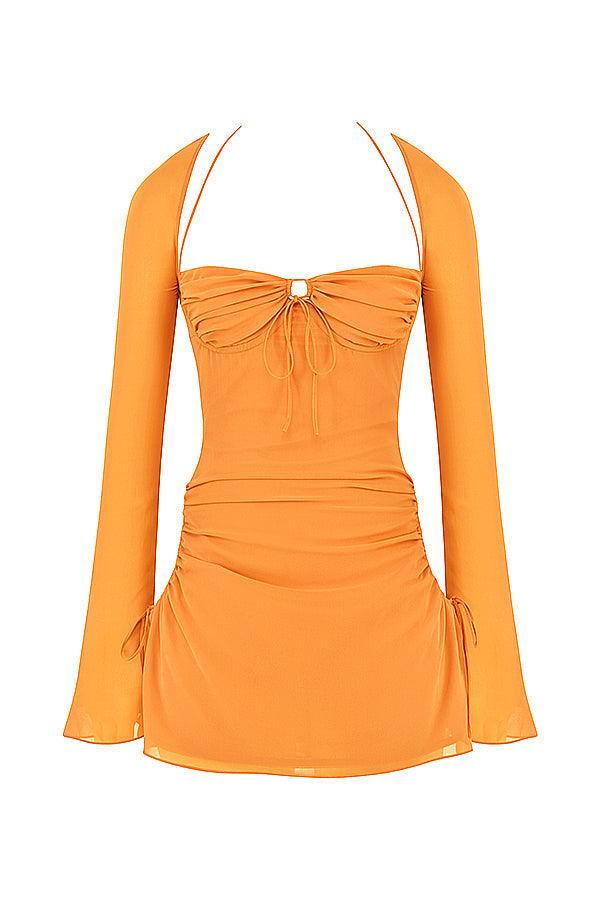 Serena | Halter mini jurk van chiffon met elegante uitsnijding-Feest Jurken-Calora-Wit-XS-Calora