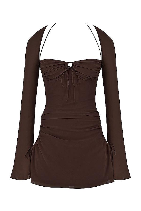 Serena | Halter mini jurk van chiffon met elegante uitsnijding-Feest Jurken-Calora-Wit-XS-Calora