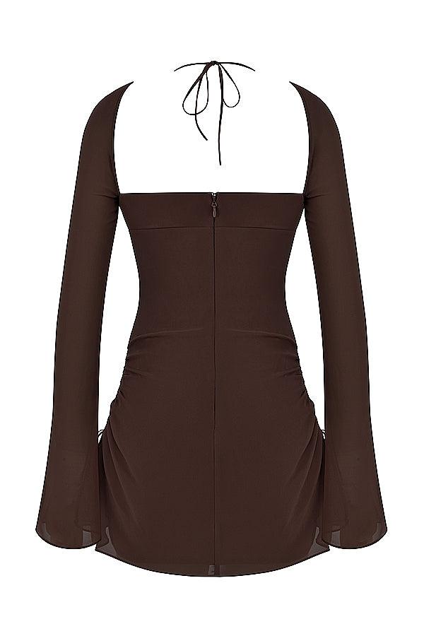 Serena | Halter mini jurk van chiffon met elegante uitsnijding-Feest Jurken-Calora-Wit-XS-Calora