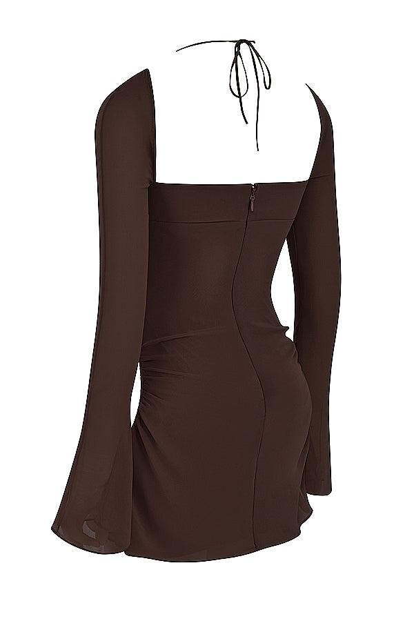 Serena | Halter mini jurk van chiffon met elegante uitsnijding-Feest Jurken-Calora-Wit-XS-Calora