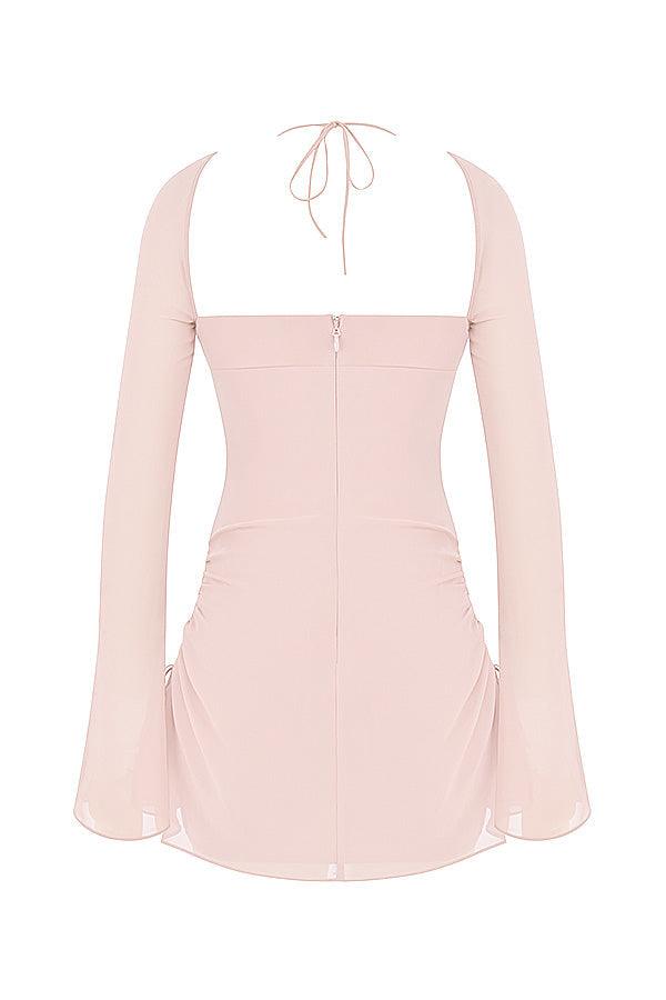 Serena | Halter mini jurk van chiffon met elegante uitsnijding-Feest Jurken-Calora-Wit-XS-Calora