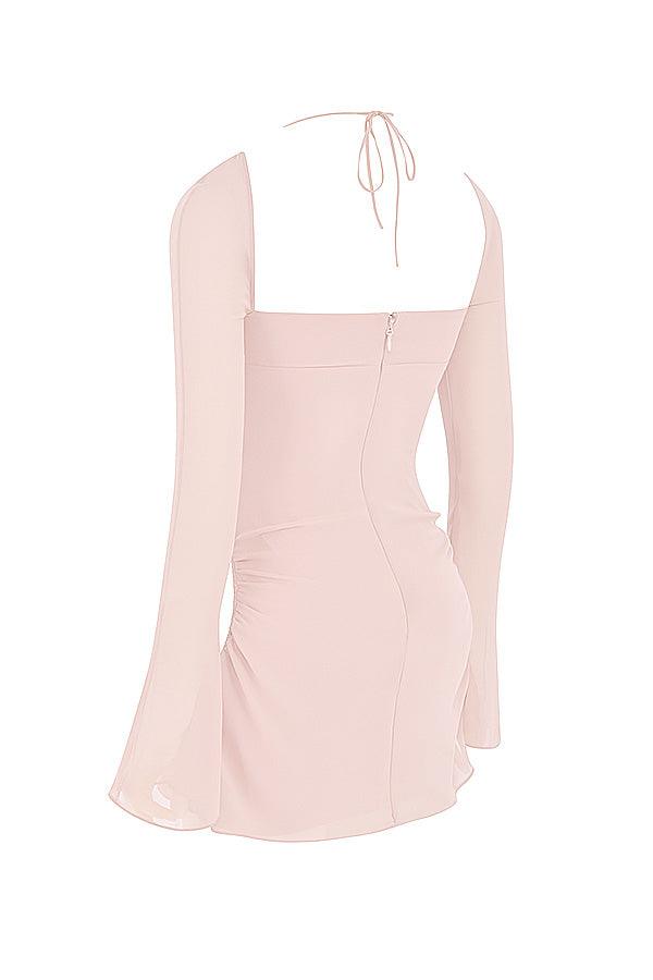 Serena | Halter mini jurk van chiffon met elegante uitsnijding-Feest Jurken-Calora-Wit-XS-Calora