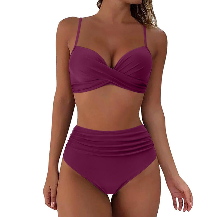Serenara | Effen Bikini Met Hoge Taille-Zwemkleding-Calora-Paars-S-Calora