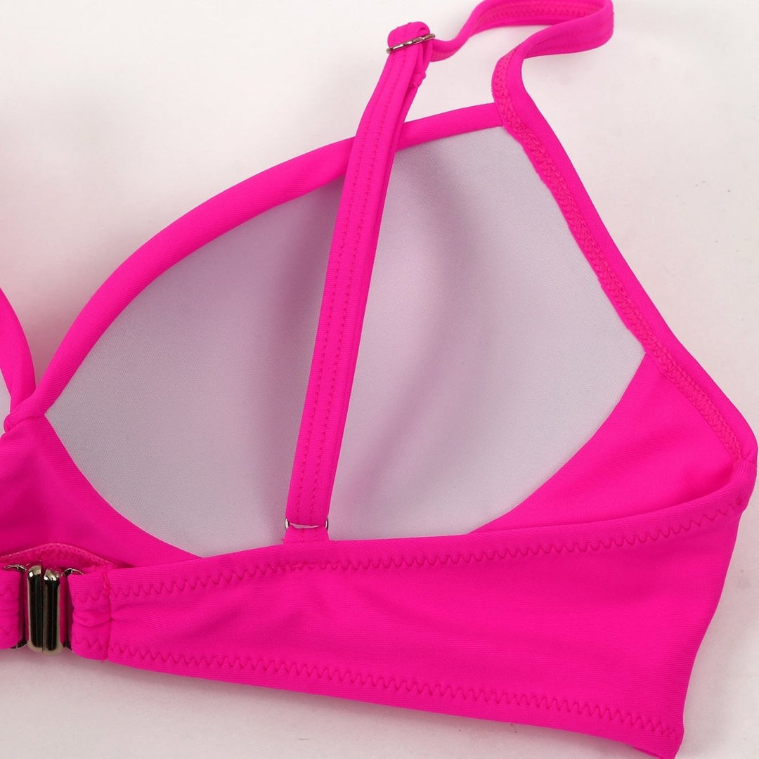 Serenara | Effen Bikini Met Hoge Taille-Zwemkleding-Calora-Zwart Roze-S-Calora
