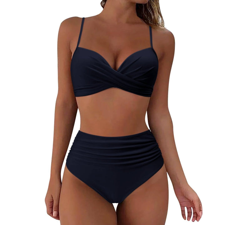 Serenara | Effen Bikini Met Hoge Taille-Zwemkleding-Calora-Zwart-S-Calora