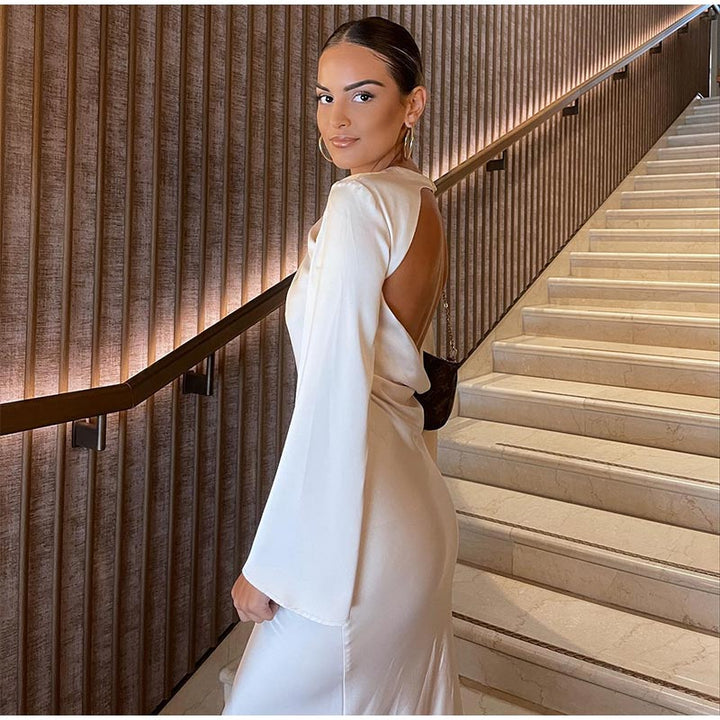 Serene | Satijnen maxi jurk-Zomer Jurken-Calora-XS-Calora