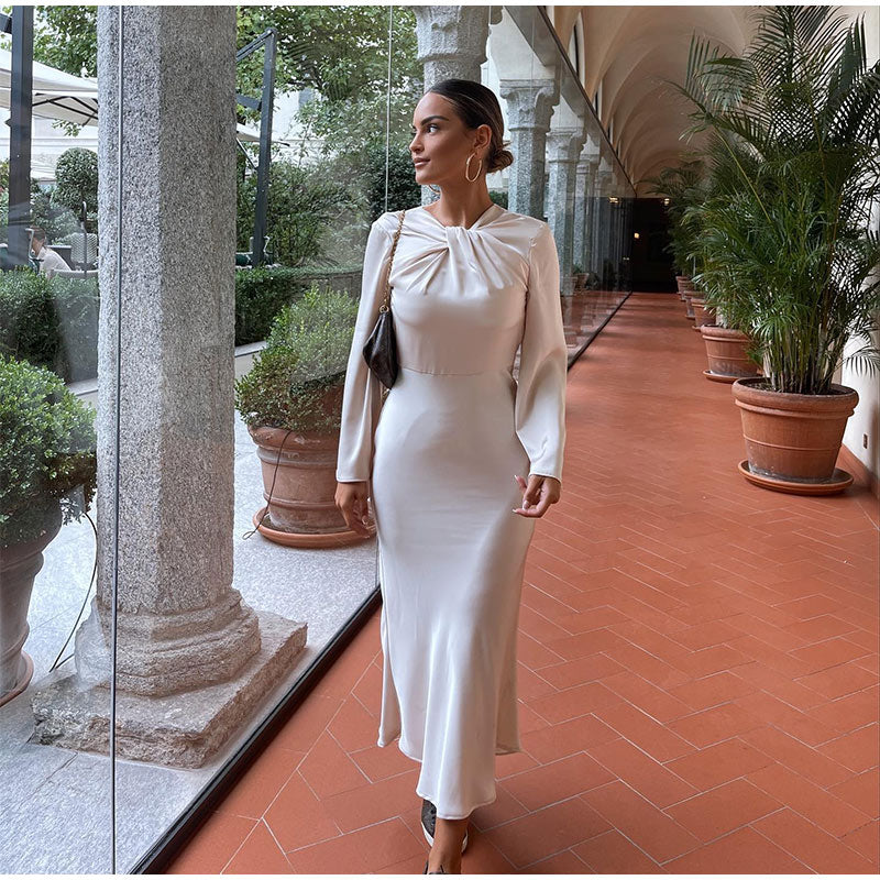 Serene | Satijnen maxi jurk-Zomer Jurken-Calora-XS-Calora
