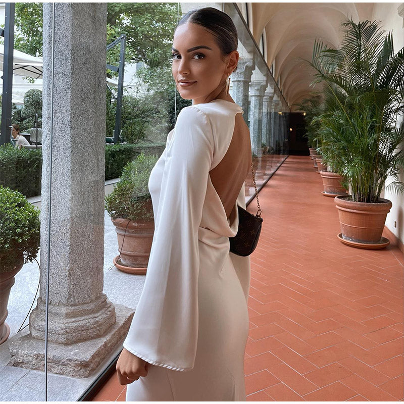 Serene | Satijnen maxi jurk-Zomer Jurken-Calora-XS-Calora